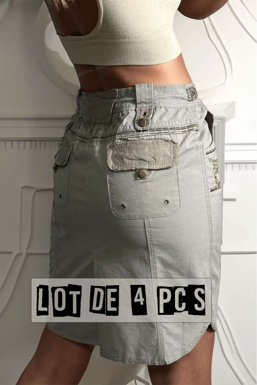 Lot de 4 Jupes kaki en coton avec broderie - 1