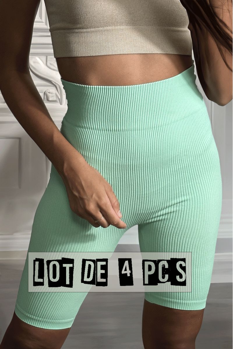 Set of 4 green very stretchy ribbed knit Capris - 3