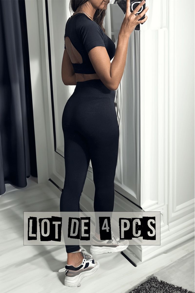 Lot de 4 Ensembles legging et top sport noir en matière gênante - 3