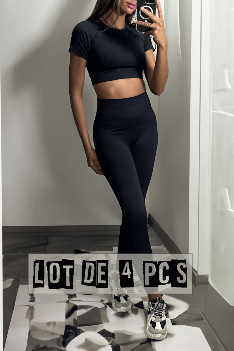 Lot de 4 Ensembles legging et top sport noir en matière gênante - 6