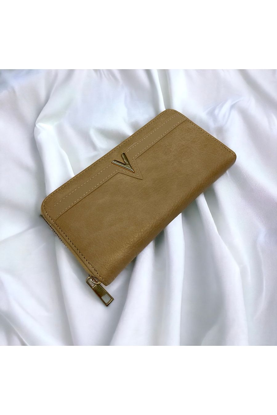 Beige V-portemonnee - 1