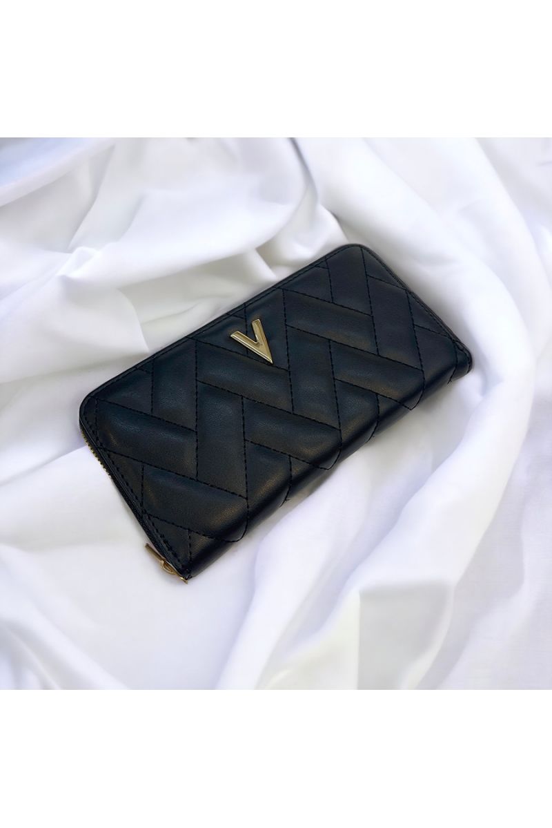 Porte feuille V matelassé noir - 1 Porte feuille V matelassé noir - 1