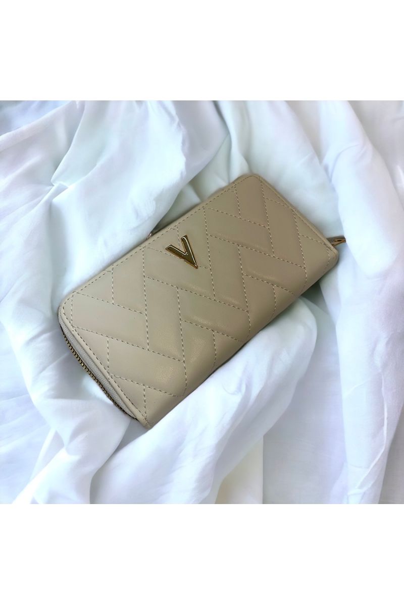 Porte feuille V matelassé blanc cassé - 1 Porte feuille V matelassé blanc cassé - 1