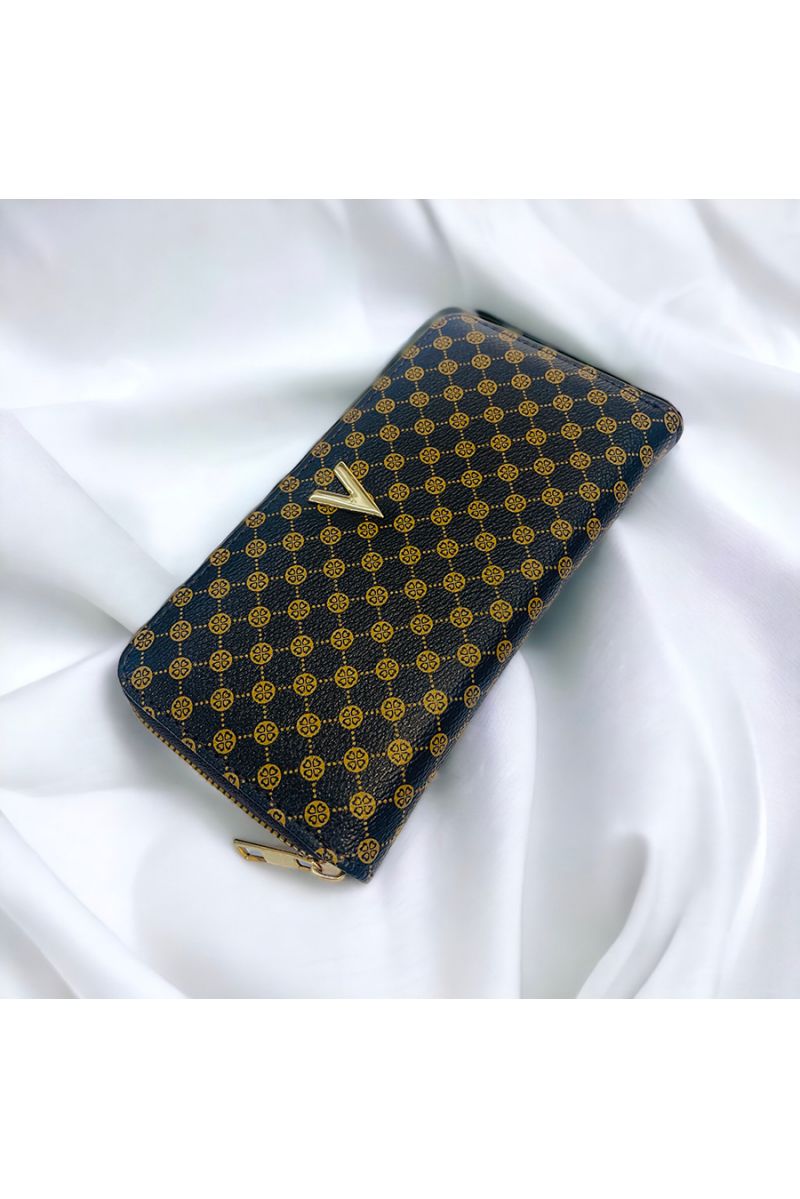 Wallet V with brown pattern - 1 Wallet V with brown pattern - 1