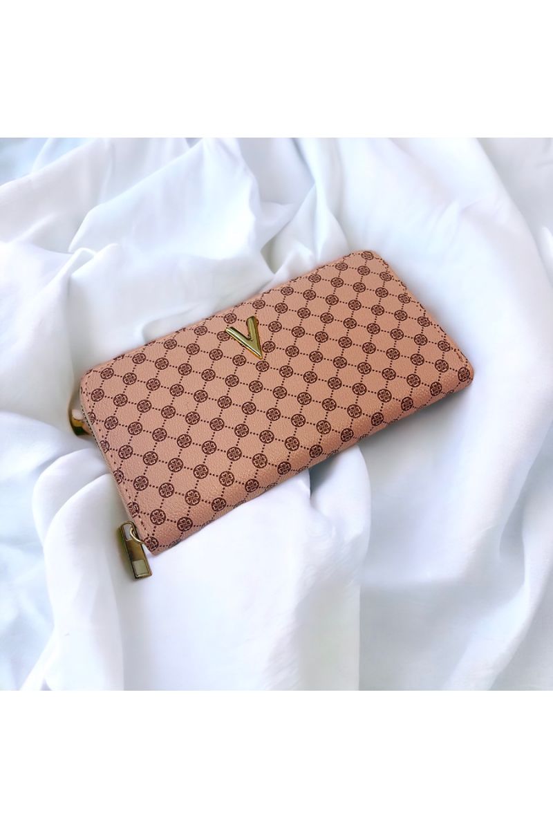 Wallet V with pink pattern - 1 Wallet V with pink pattern - 1
