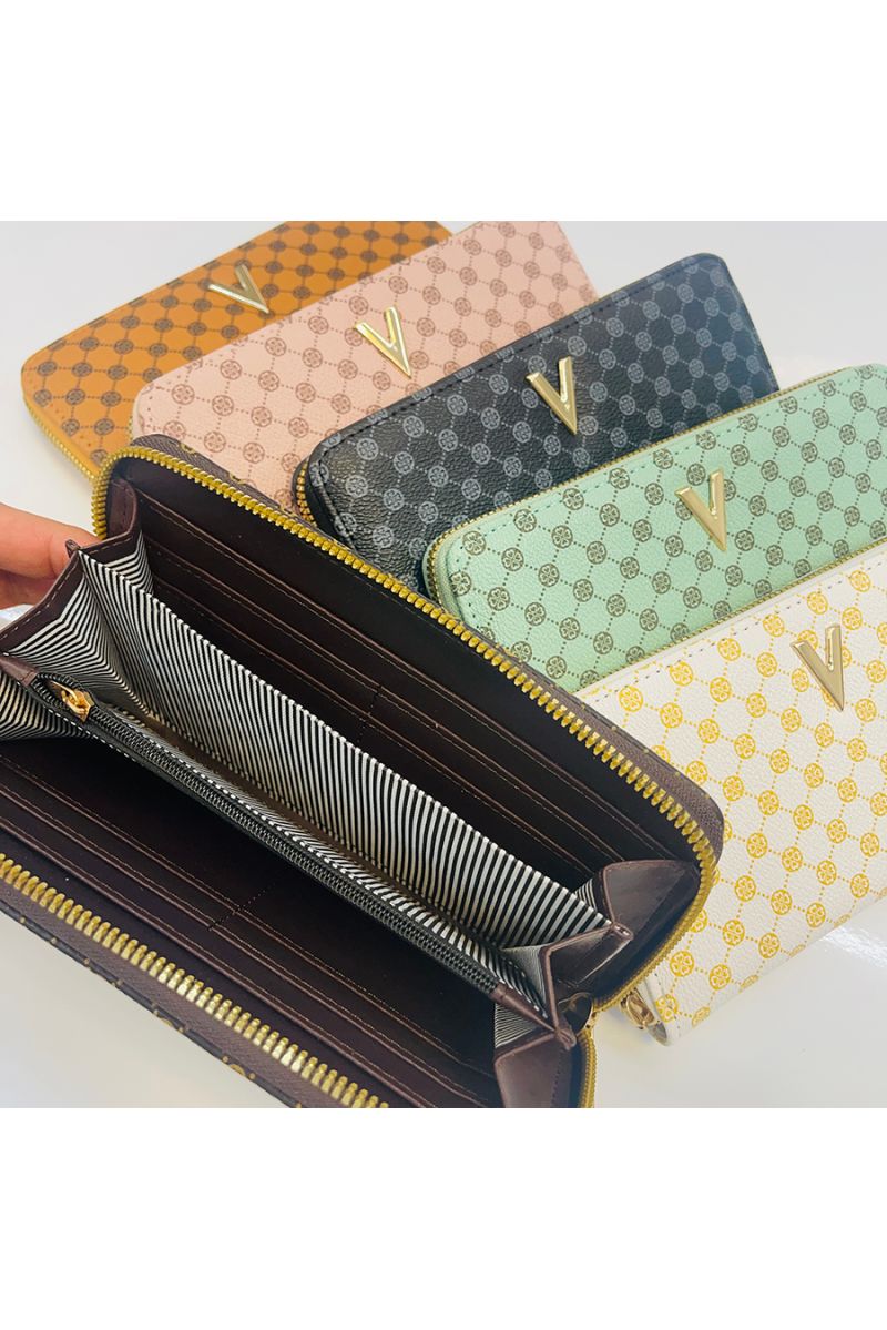 Wallet V with green pattern - 2 Wallet V with green pattern - 2