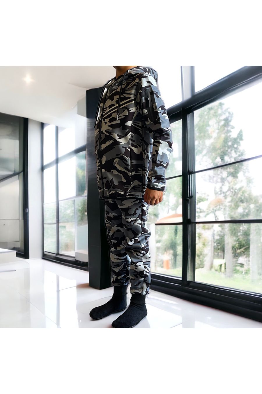 Ensemble enfant couleur militaire avec bande reflechissante