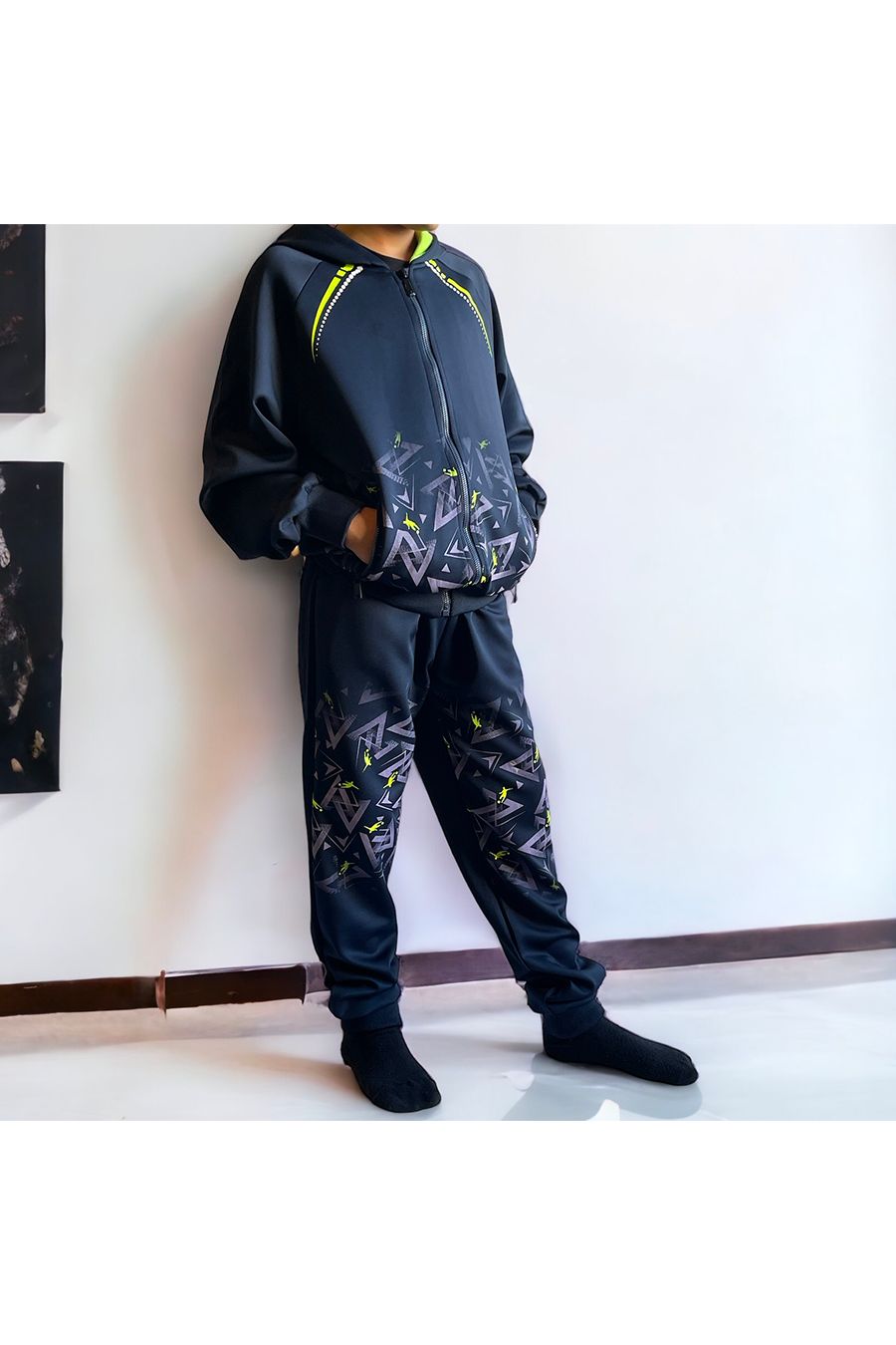Ensemble enfant en marine et jaune avec motif - 1