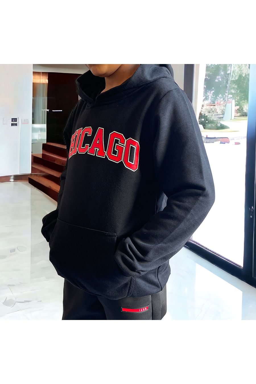 Sweat enfant en noir avec écriture CHICAGO - 3