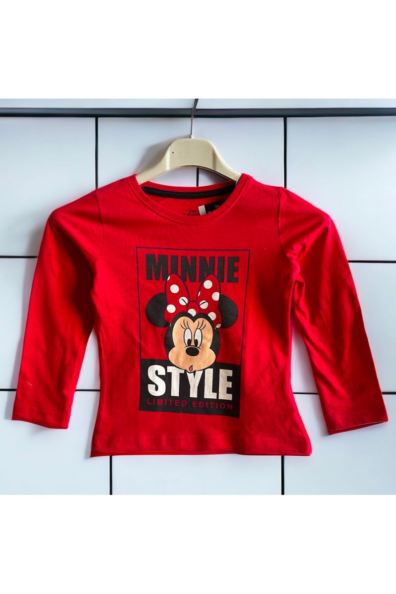 T-shirt Minnie manche long enfant en rouge - 1