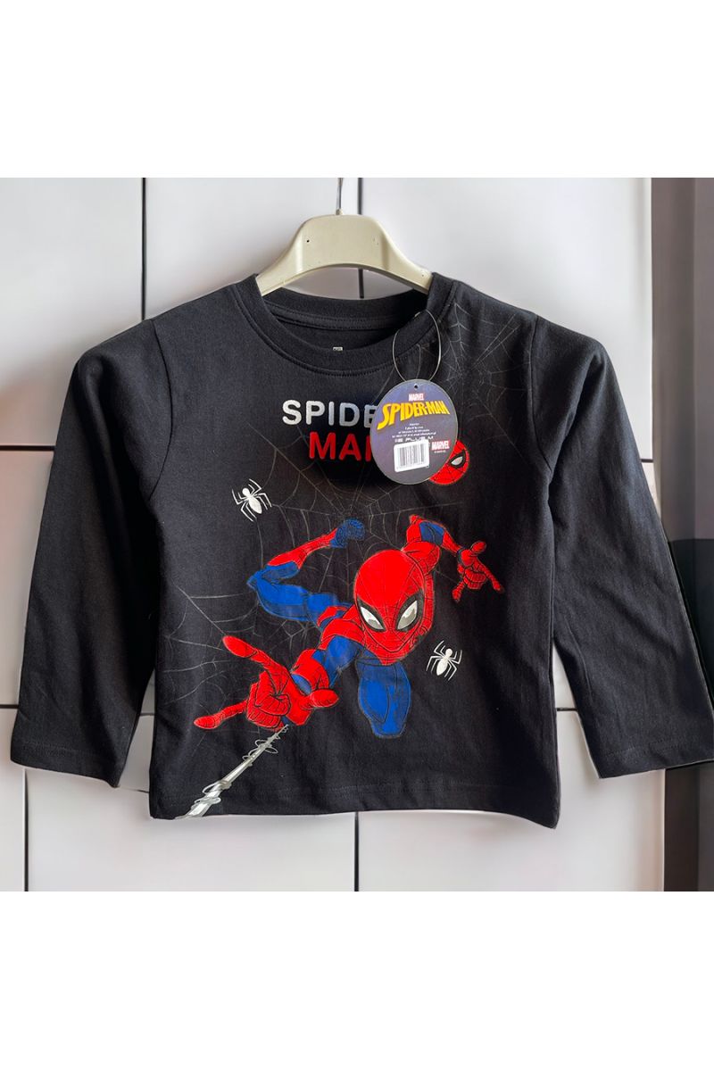 T-shirt spider man manche long enfant en noir - 1