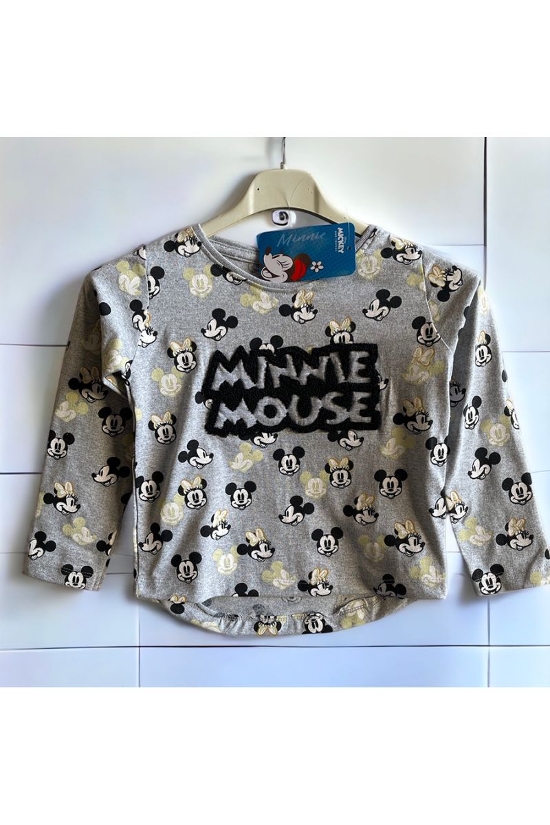 T-shirt Minnie mouse manche long enfant en gris - 1