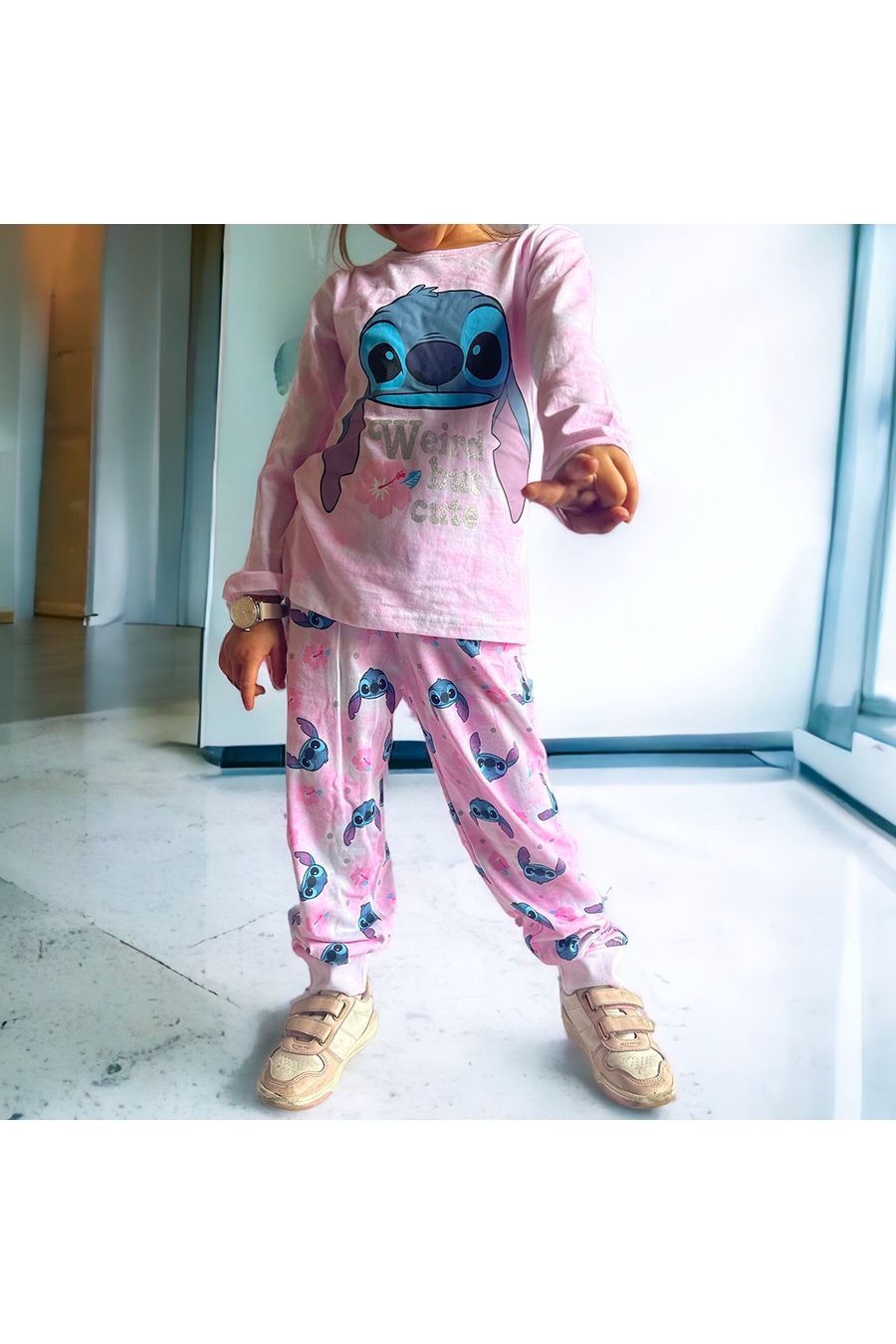 Stitch - combinaison pyjama - bleu/rose - filles - taille 2 ans