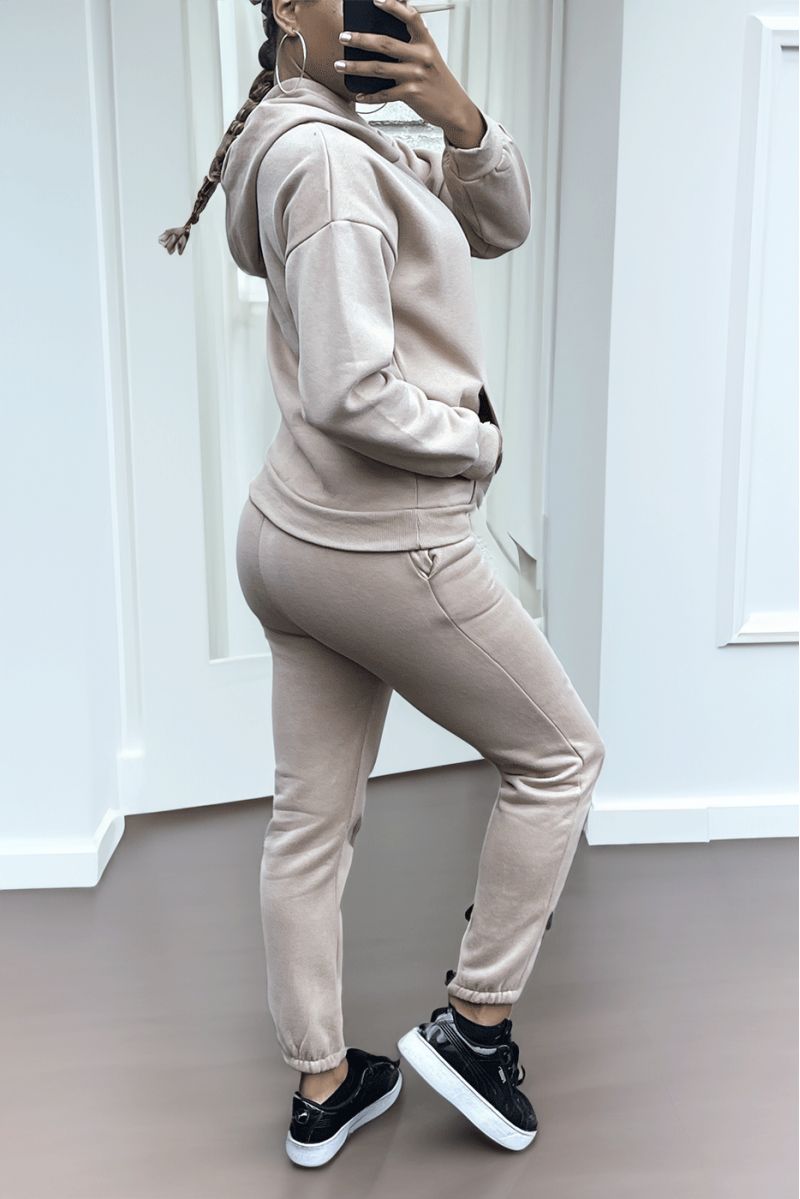 3-piece super thick down jacket and jogging set in taupe - 5