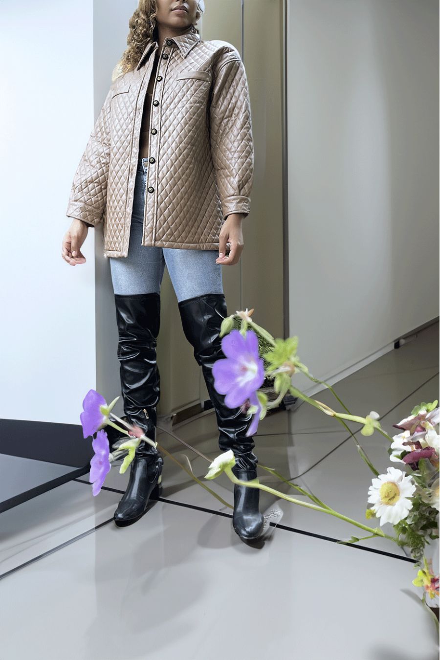 Quilted brown coat - 1