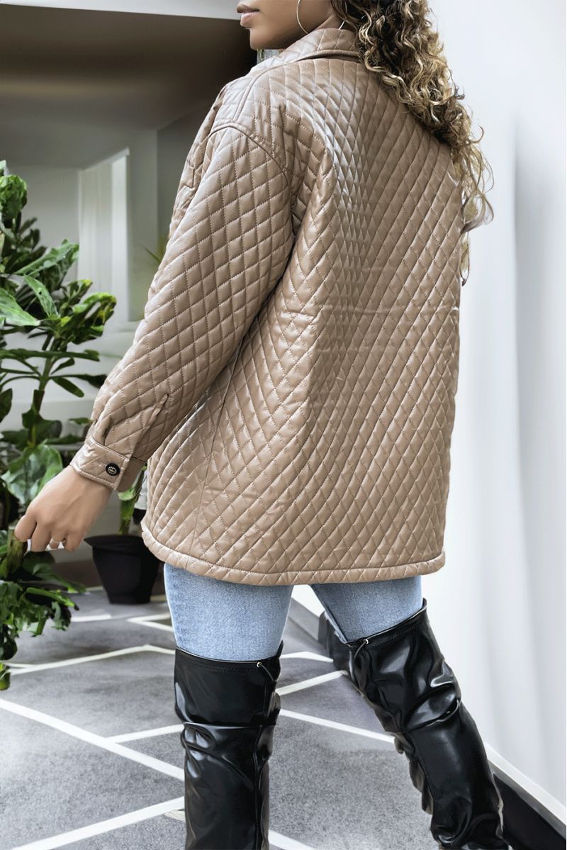 Quilted brown coat - 4