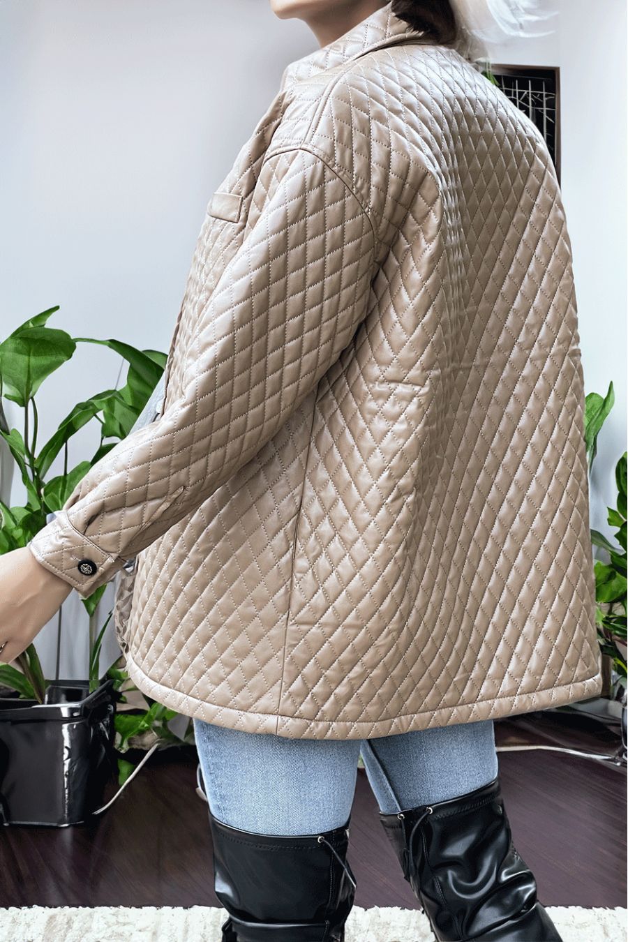 Quilted brown coat - 5