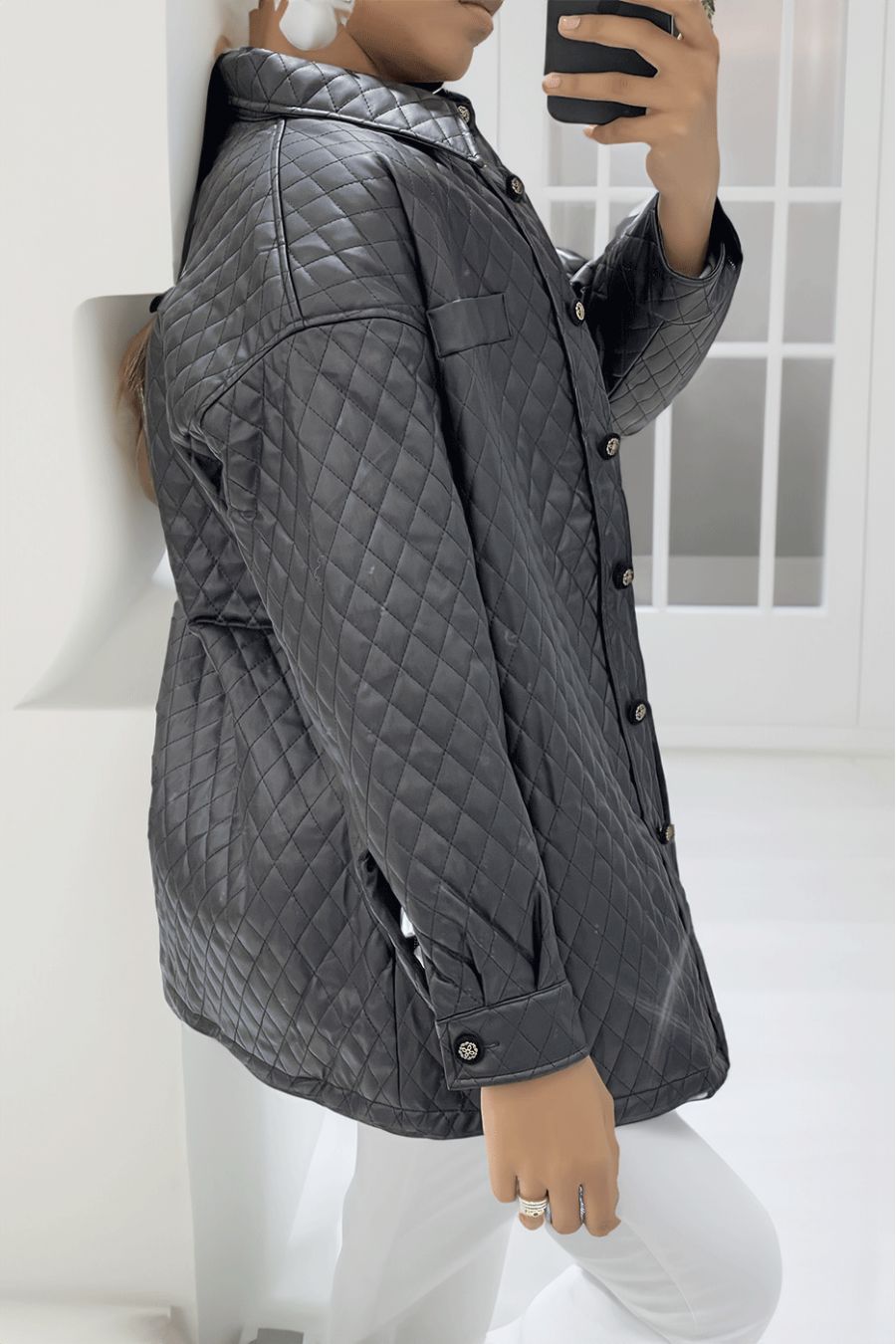 Quilted black coat - 1