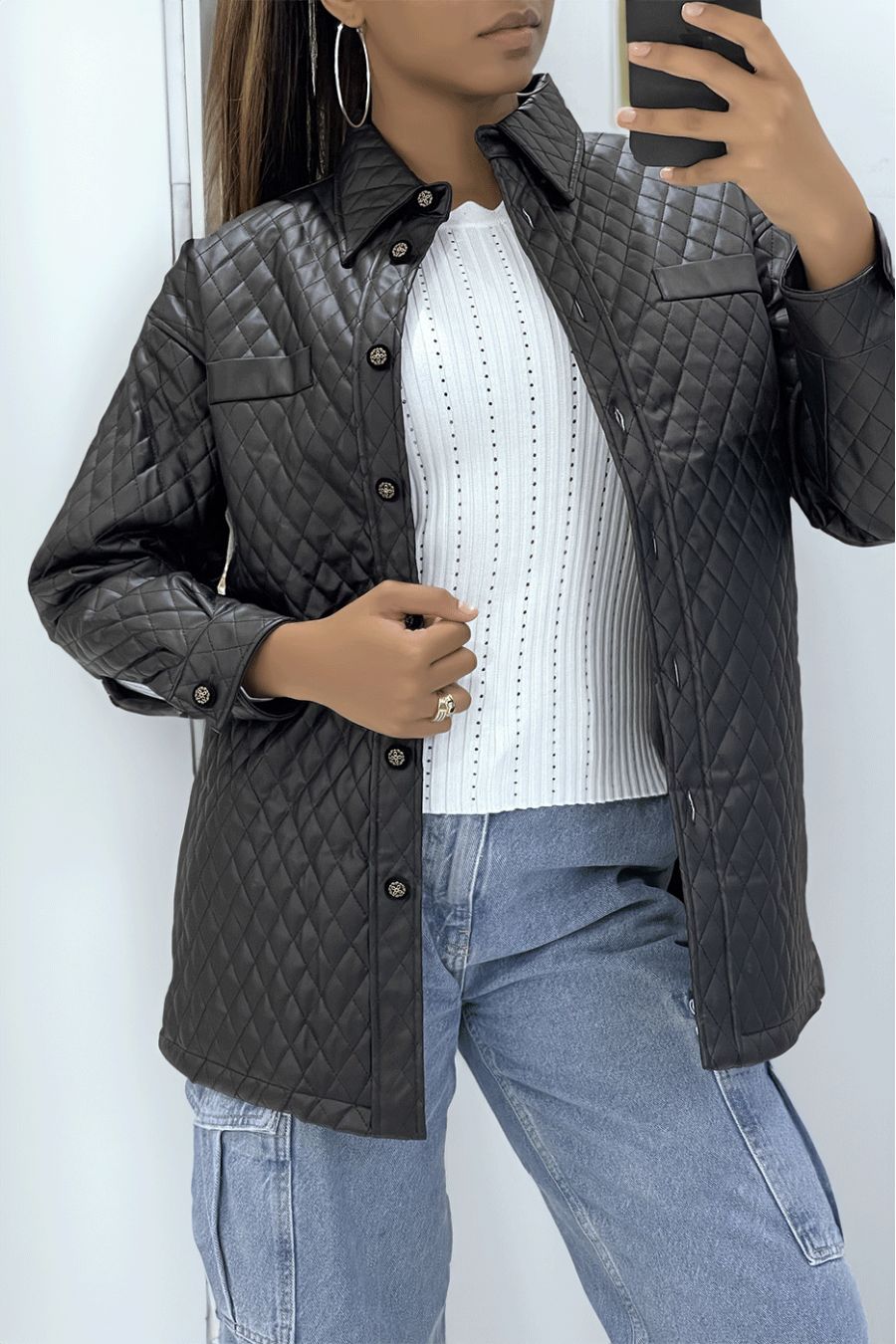 Quilted black coat - 2