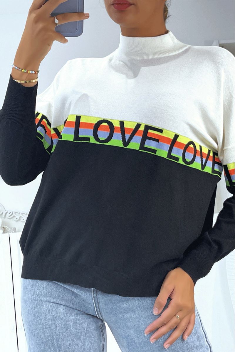 Black sweater with high neck and LOVE lettering - 2