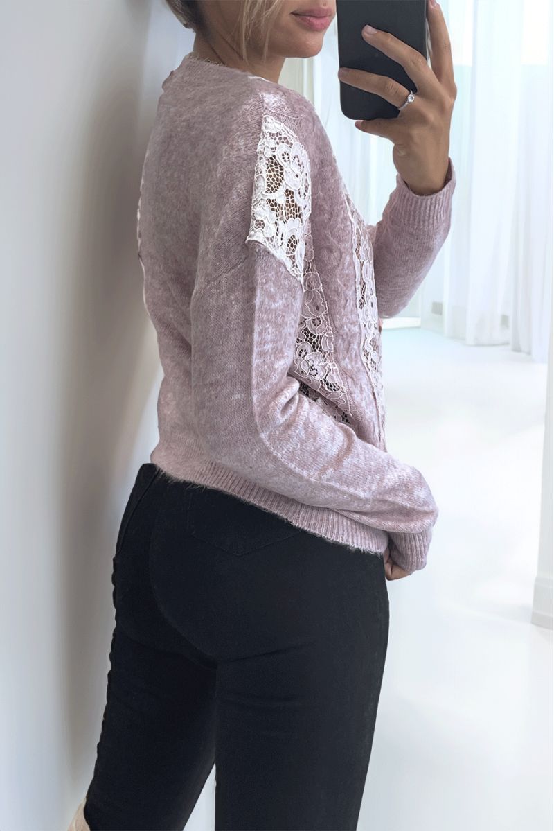 Basic fit lilac lace insert sweater - 1