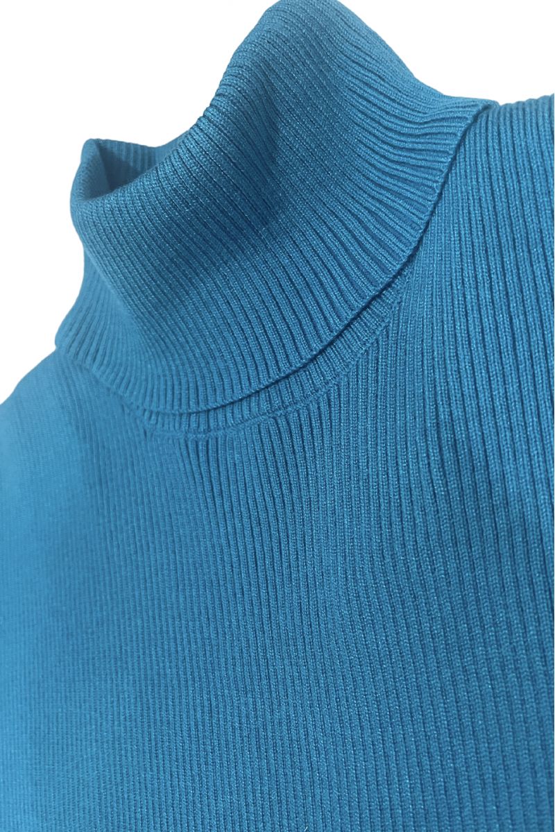 Black oversized turtleneck sweater and stretch rib knit jeggings set - 2