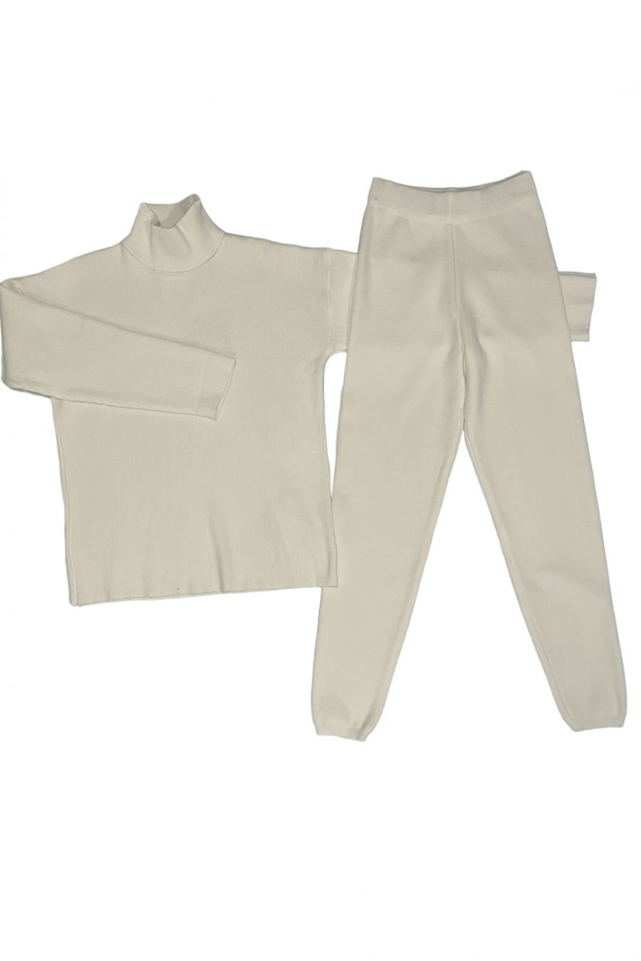 Set van zwarte oversized coltrui en stretch ribgebreide jegging - 1