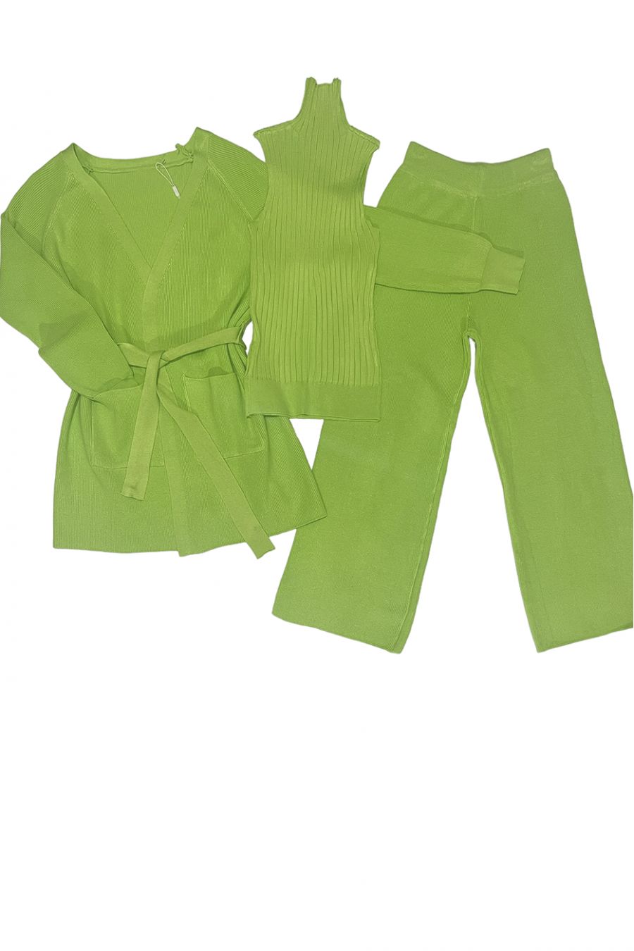 3-piece set tank top vest and palazzo pants anise - 1