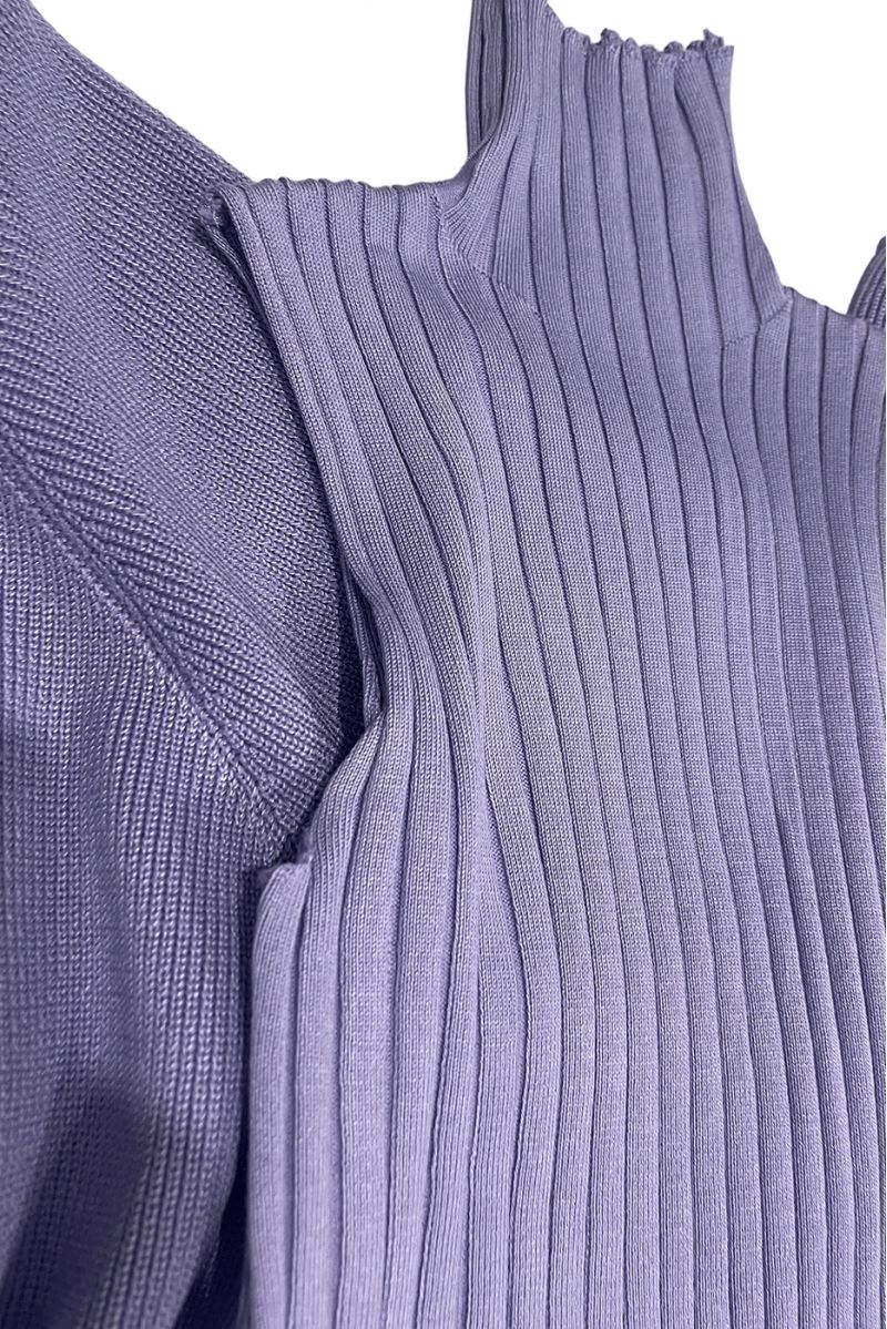 Ensemble 3 pièces gilet débardeur et pantalon palazzo violet - 3