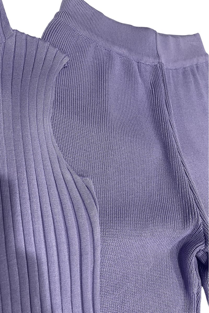 Ensemble 3 pièces gilet débardeur et pantalon palazzo violet - 4