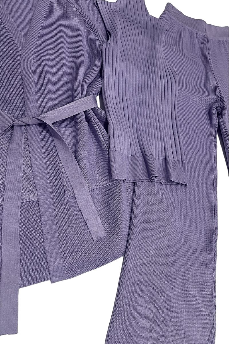 3-piece set vest tank top and purple palazzo pants - 7