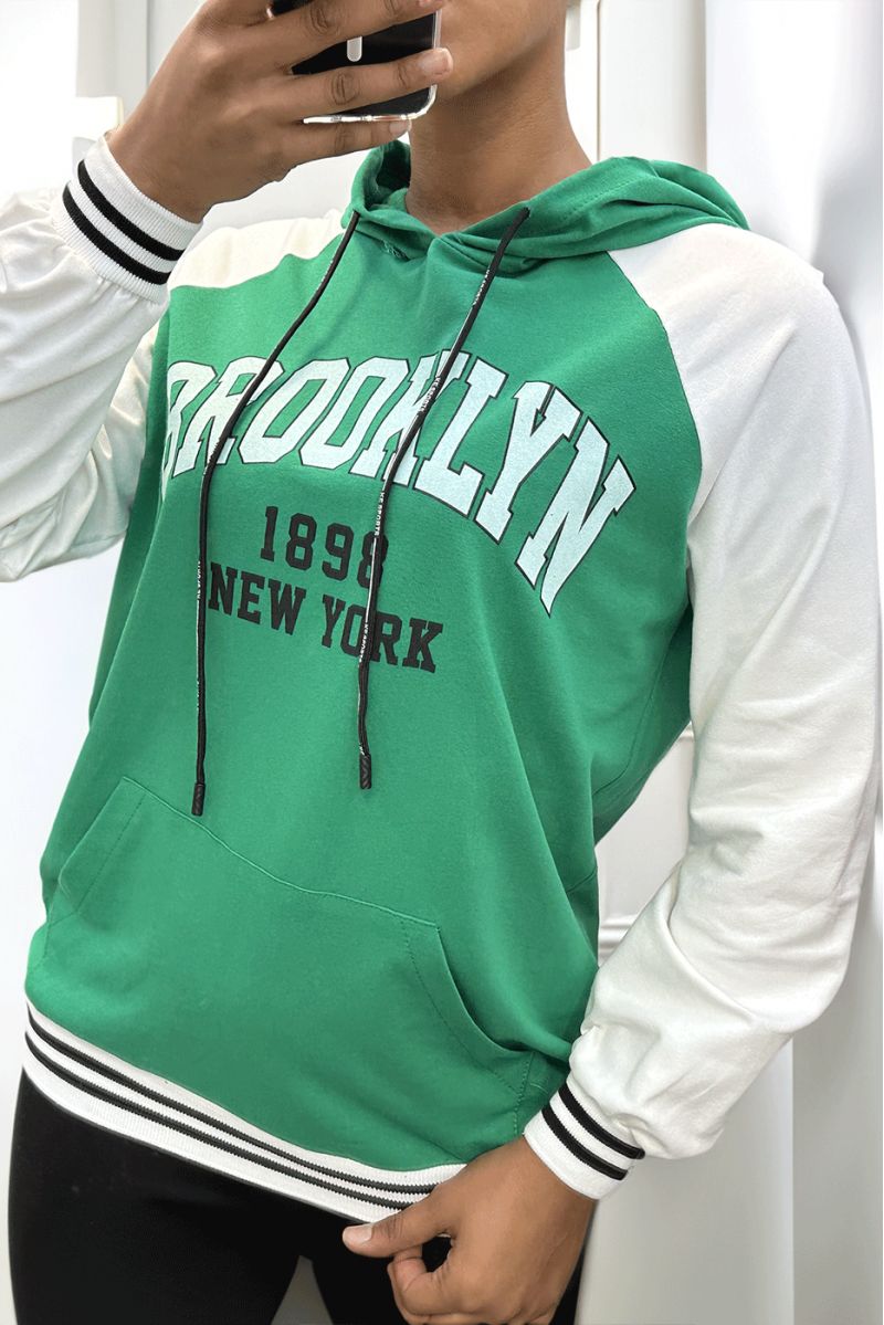 White and green hoodie with BROOKLYN writing - 2