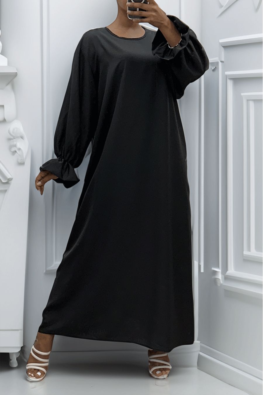 Long black abaya gathered at the sleeves - 3