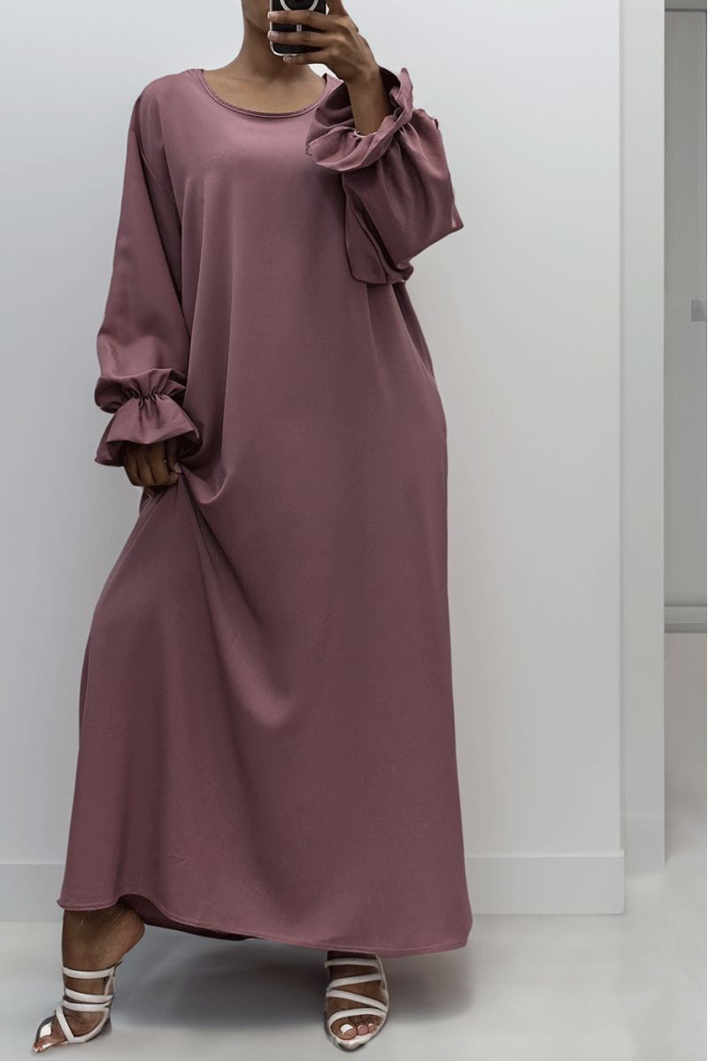 Lange lila abaya verzameld bij de mouwen - 3