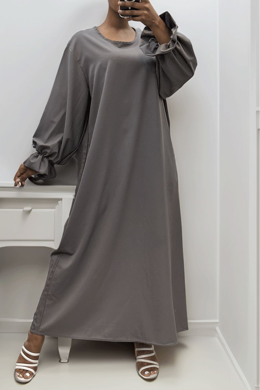 Lange anharciet abaya verzameld bij de mouwen - 4