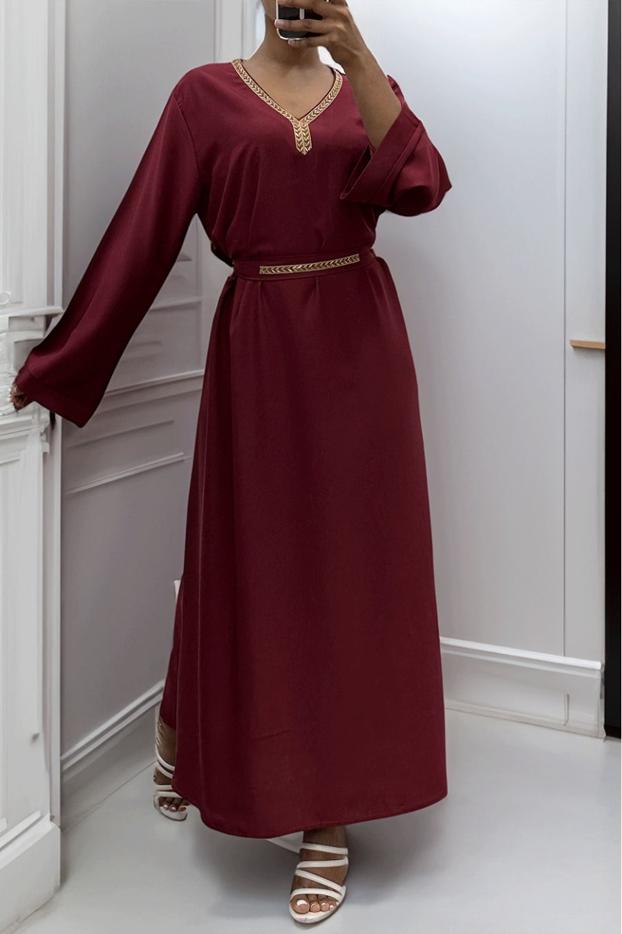 Abaya Rania bordeaux  - 3