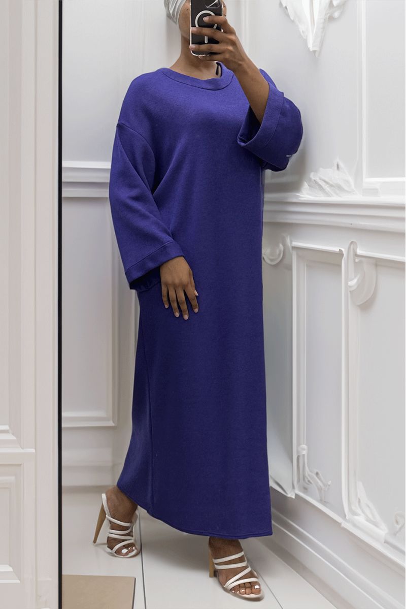 Long purple round neck over size sweater dress - 3