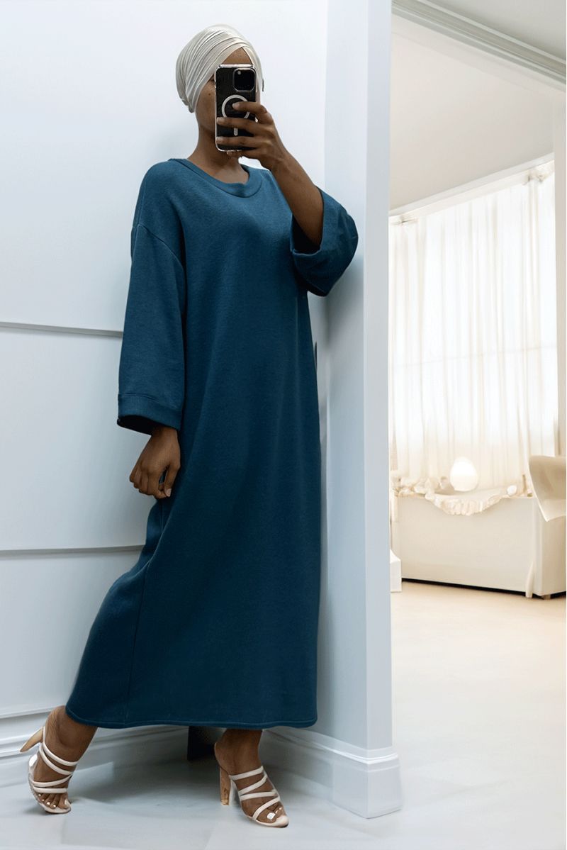 Lange oversized eend trui-jurk met ronde hals - 4