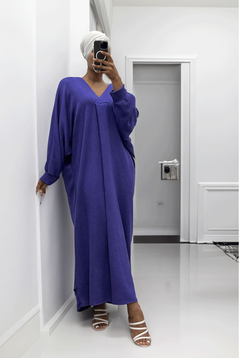 Long purple V-neck oversized jumper dress - 2