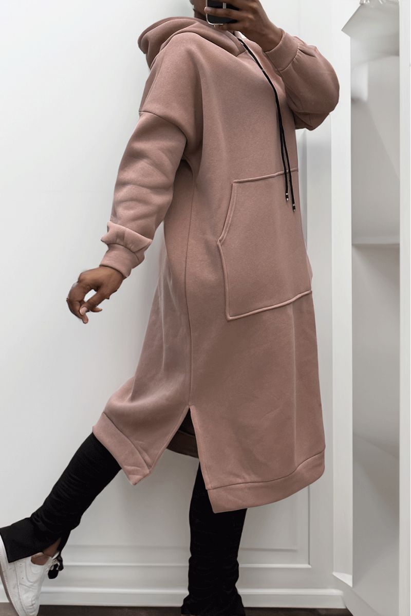 Zeer lange en zeer dikke tunieksweatshirt in roze - 3