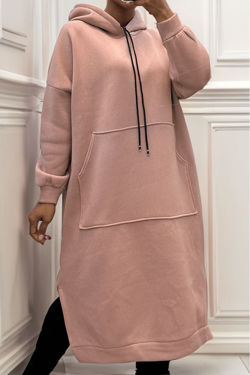 Zeer lange en zeer dikke tunieksweatshirt in roze - 4