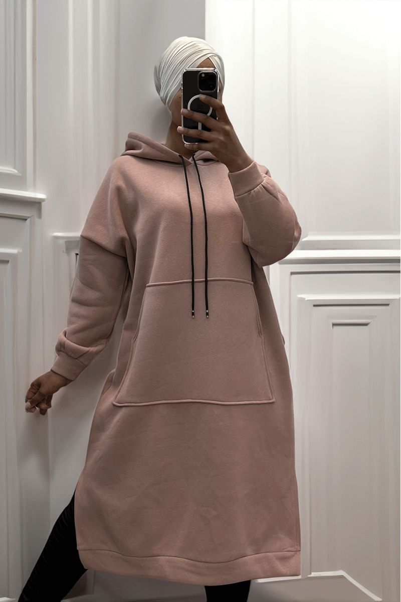 Zeer lange en zeer dikke tunieksweatshirt in roze - 5