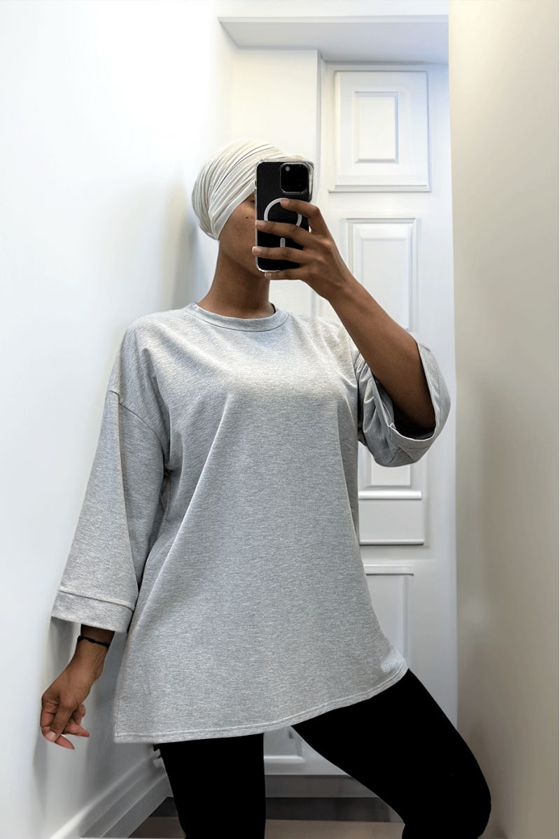 Over size sweatshirt in gray cotton - 2