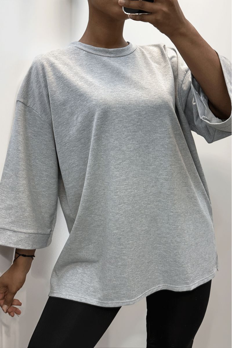 Over size sweatshirt in gray cotton - 3