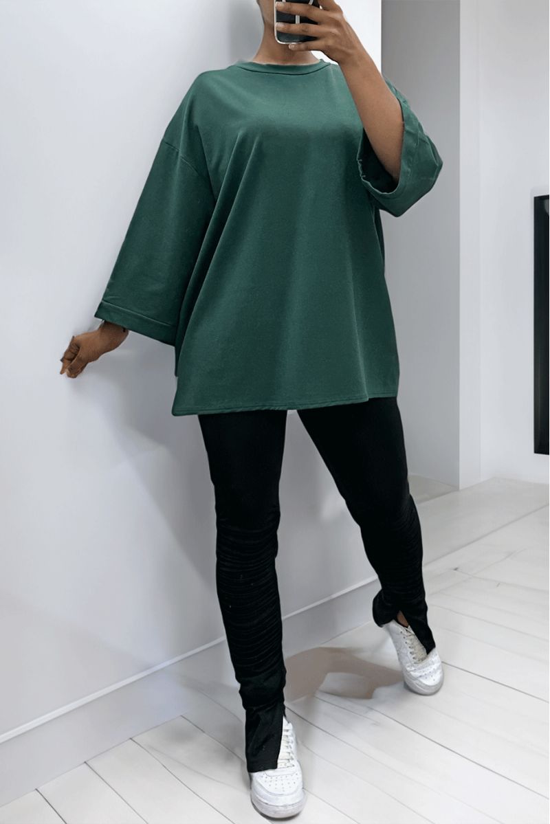 Over size sweatshirt in green cotton - 1
