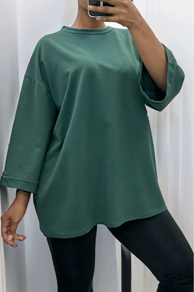 Over size sweatshirt in green cotton - 2