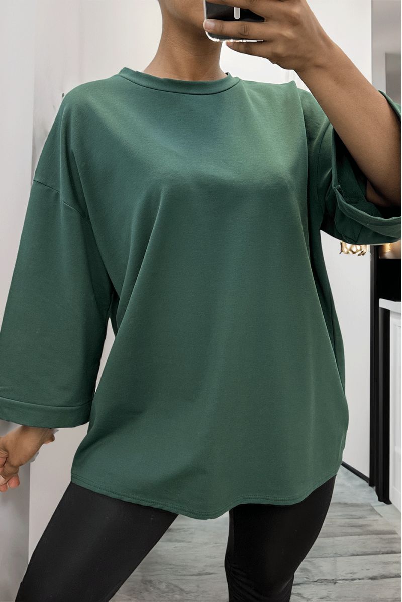 Over size sweatshirt in green cotton - 3