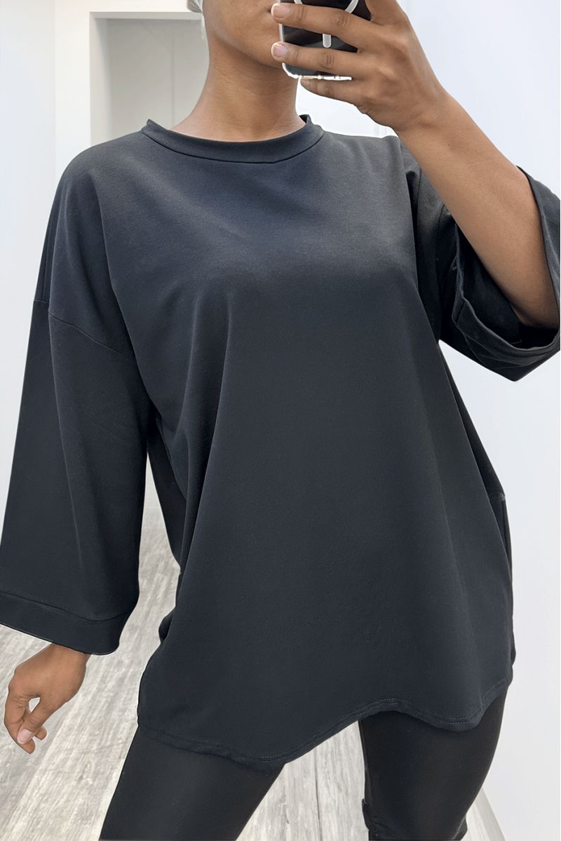 Oversize sweatshirt van zwart katoen - 4