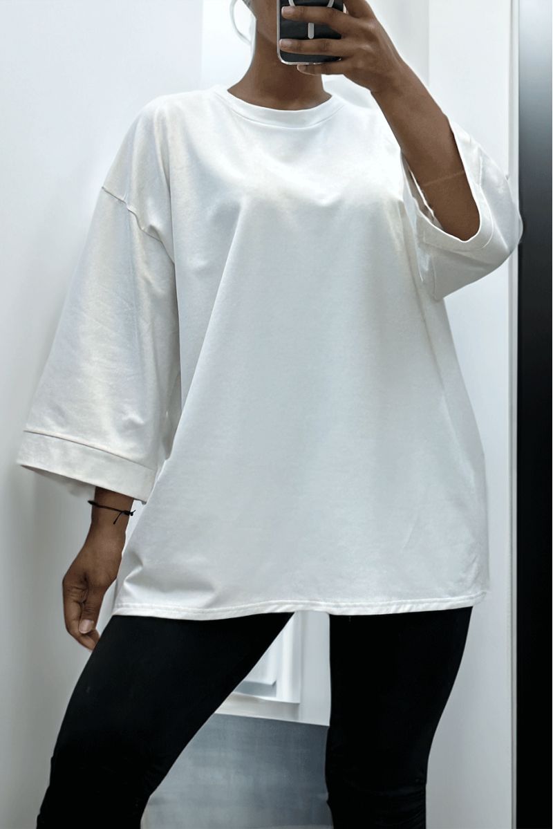 Over size white cotton sweatshirt - 1