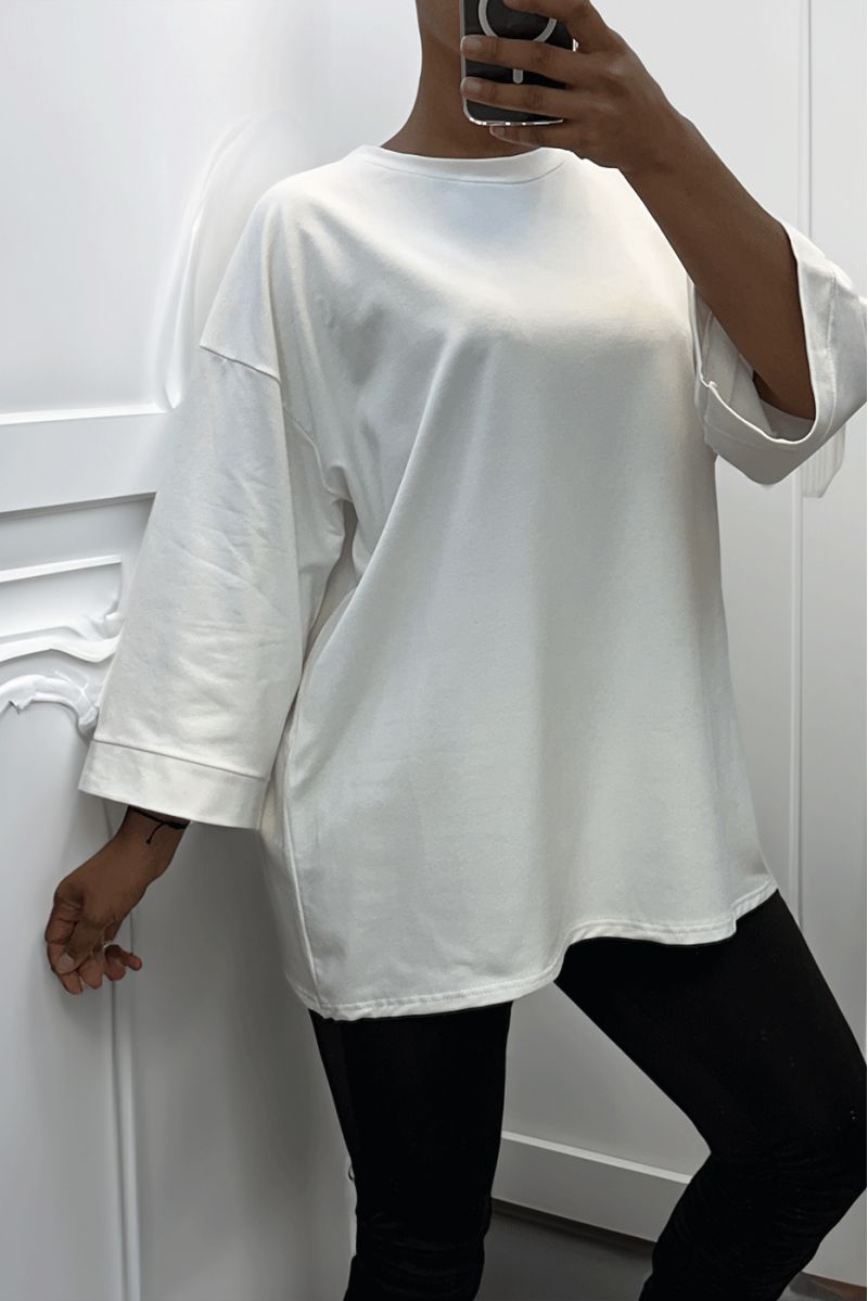 Over size white cotton sweatshirt - 2